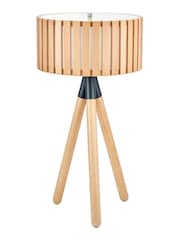 Pacific Rabanne Slatted Natural Wood Tripod Table Lamp - Image 2 of 5