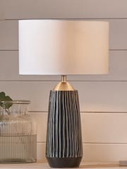 Pacific Black Artemis Textured Ceramic Silver Lamp - Image 1 of 5
