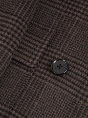 Reiss Brown Date Wool Check Double Breasted Coat - Image 5 of 5
