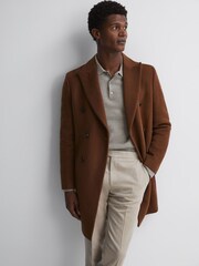 Reiss Sage Melange Holms Wool Long Sleeve Polo Shirt - Image 4 of 5
