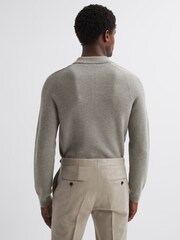 Reiss Sage Melange Holms Wool Long Sleeve Polo Shirt - Image 5 of 5