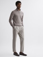 Reiss Woodsmoke Blackhall Merino Wool Half-Zip Funnel Neck Jumper - Image 3 of 5
