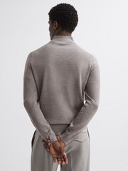 Reiss Woodsmoke Blackhall Merino Wool Half-Zip Funnel Neck Jumper - Image 4 of 5