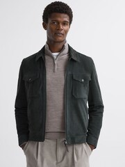 Reiss Woodsmoke Blackhall Merino Wool Half-Zip Funnel Neck Jumper - Image 5 of 5