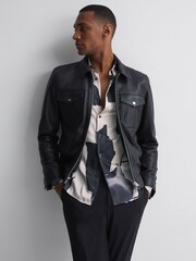 Reiss Grey Multi Riggins Printed Button-Through Shirt - Image 3 of 6