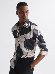 Reiss Grey Multi Riggins Printed Button-Through Shirt - Image 6 of 6