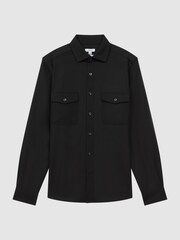 Reiss Black Chaser Button-Through Twin Pocket Overshirt - Image 2 of 5