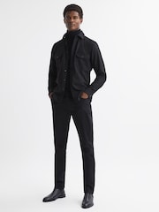Reiss Black Chaser Button-Through Twin Pocket Overshirt - Image 3 of 5
