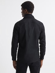 Reiss Black Chaser Button-Through Twin Pocket Overshirt - Image 5 of 5
