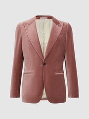 Reiss Dusty Pink Apsara Slim Fit Velvet Single Breasted Blazer - Image 2 of 7