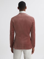 Reiss Dusty Pink Apsara Slim Fit Velvet Single Breasted Blazer - Image 5 of 7