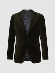 Reiss Emerald Apsara Slim Fit Velvet Single Breasted Blazer - Image 2 of 7