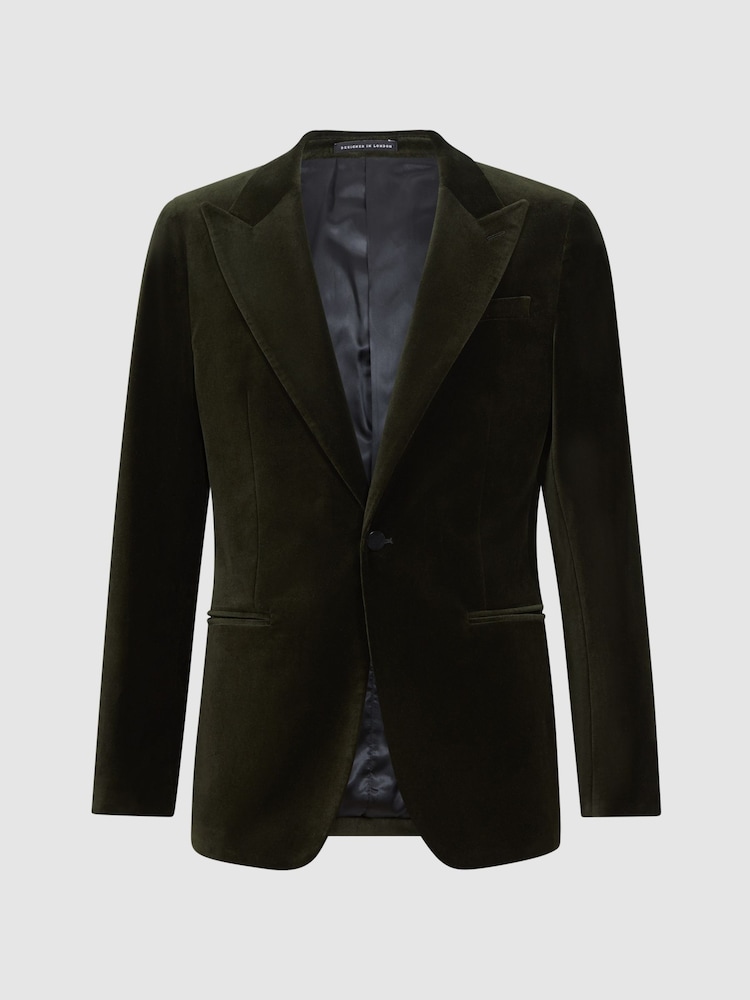 Reiss Emerald Apsara Slim Fit Velvet Single Breasted Blazer - Image 2 of 7