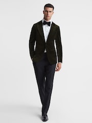 Reiss Emerald Apsara Slim Fit Velvet Single Breasted Blazer - Image 3 of 7