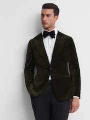 Reiss Emerald Apsara Slim Fit Velvet Single Breasted Blazer - Image 4 of 7