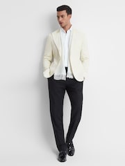 Reiss White Apsara Slim Fit Velvet Single Breasted Blazer - Image 3 of 8