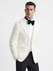 Reiss White Apsara Slim Fit Velvet Single Breasted Blazer - Image 4 of 8
