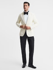 Reiss White Apsara Slim Fit Velvet Single Breasted Blazer - Image 6 of 8