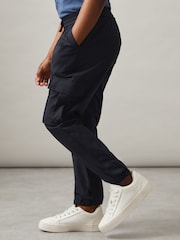 Reiss Navy Lucian 9-14 yrs Technical Drawstring Cuffed Cargo Trousers - Image 1 of 5