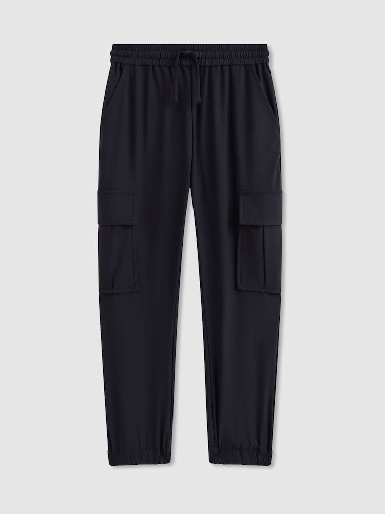 Reiss Navy Lucian 9-14 yrs Technical Drawstring Cuffed Cargo Trousers - Image 2 of 5