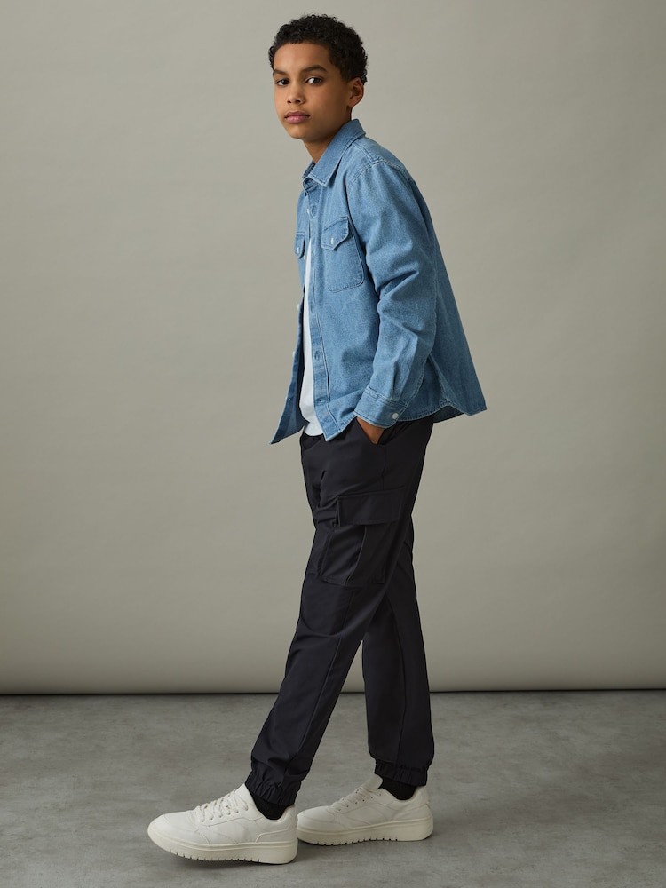 Reiss Navy Lucian 3-9 yrs Technical Drawstring Cuffed Cargo Trousers - Image 1 of 4