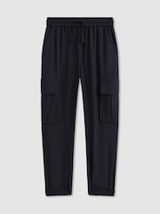 Reiss Navy Lucian 3-9 yrs Technical Drawstring Cuffed Cargo Trousers - Image 2 of 4