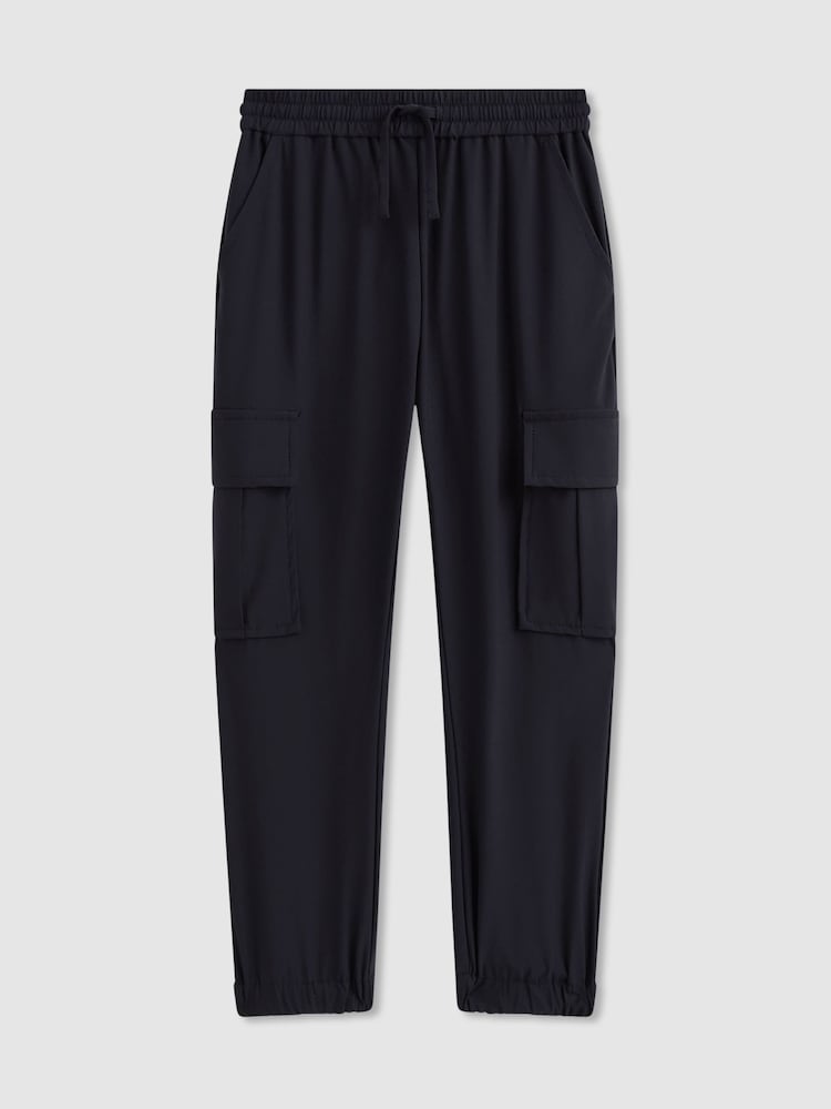 Reiss Navy Lucian 3-9 yrs Technical Drawstring Cuffed Cargo Trousers - Image 2 of 4