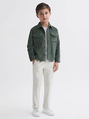 Reiss Ivy Green Bonucci Senior Corduroy Twin Pocket Overshirt - Image 1 of 6