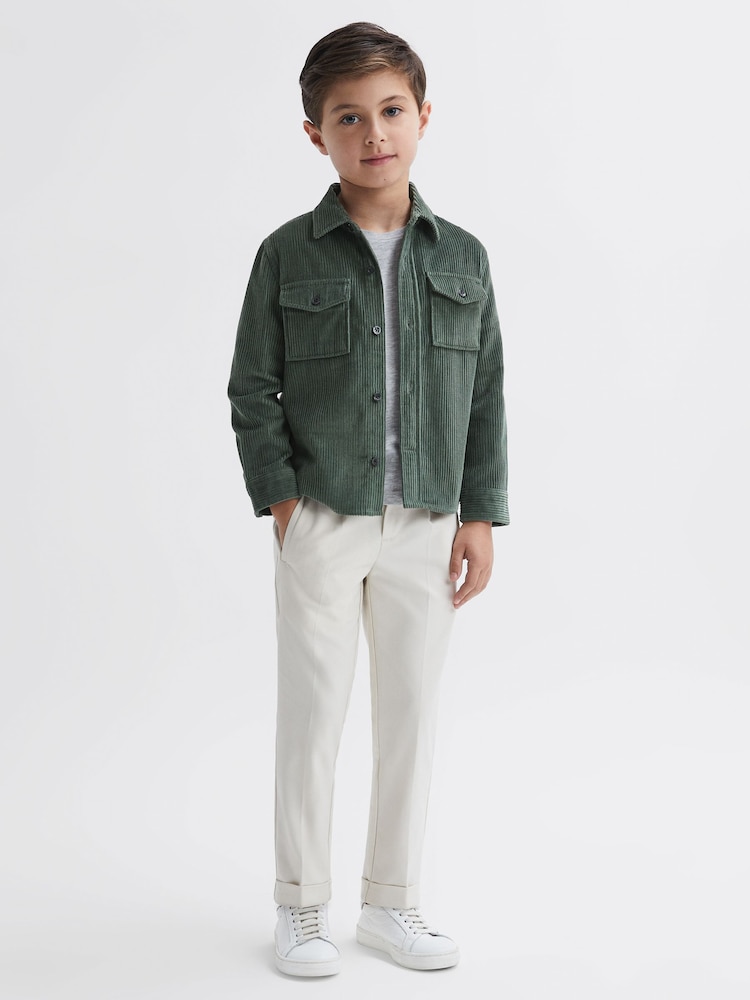 Reiss Ivy Green Bonucci Senior Corduroy Twin Pocket Overshirt - Image 1 of 6