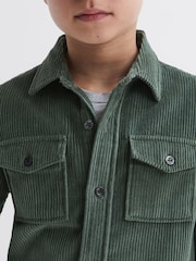 Reiss Ivy Green Bonucci Senior Corduroy Twin Pocket Overshirt - Image 4 of 6