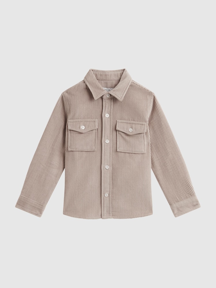 Reiss Mink Bonucci Junior Corduroy Twin Pocket Overshirt - Image 2 of 6 Reiss Mink Bonucci Junior Corduroy Twin Pocket Overshirt - Image 2 of 6