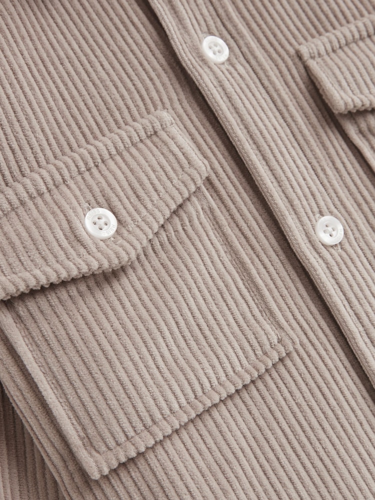 Reiss Mink Bonucci Junior Corduroy Twin Pocket Overshirt - Image 6 of 6