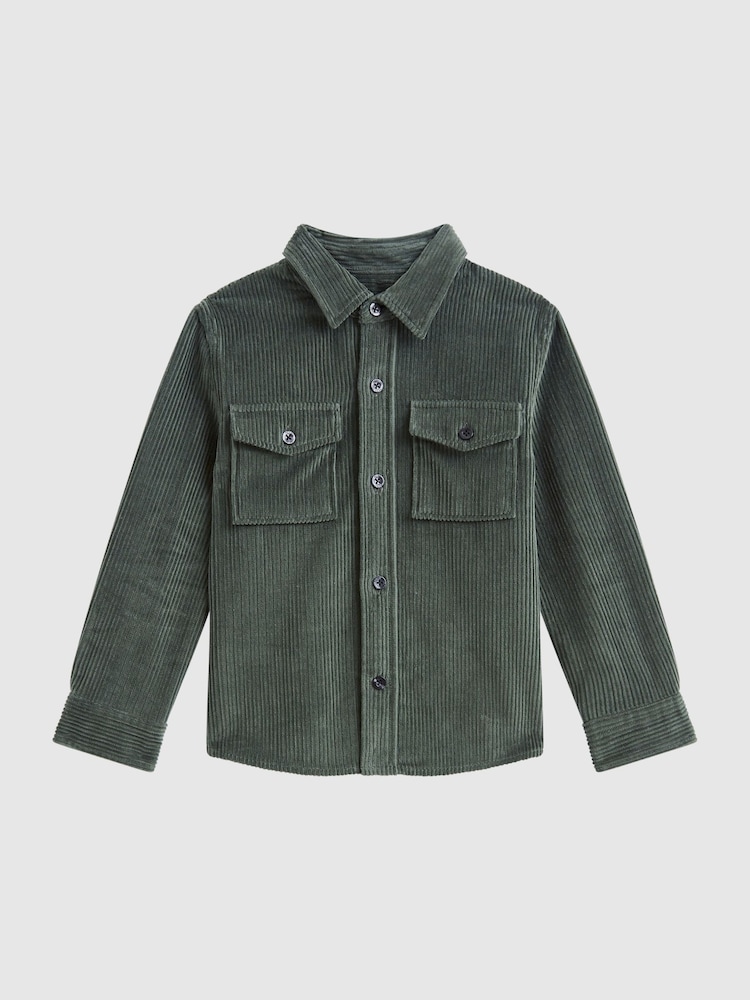 Reiss Ivy Green Bonucci Junior Corduroy Twin Pocket Overshirt - Image 2 of 6