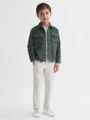 Reiss Ivy Green Bonucci Junior Corduroy Twin Pocket Overshirt - Image 3 of 6