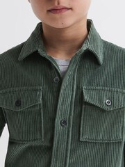 Reiss Ivy Green Bonucci Junior Corduroy Twin Pocket Overshirt - Image 4 of 6