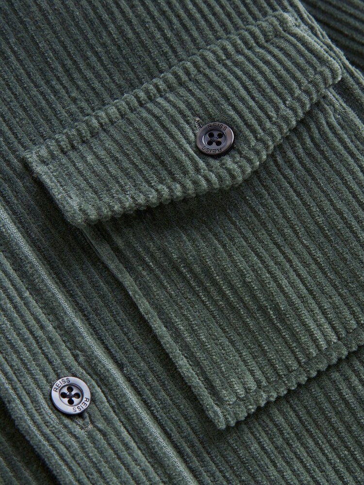 Reiss Ivy Green Bonucci Junior Corduroy Twin Pocket Overshirt - Image 6 of 6