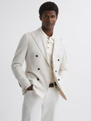 Reiss Ecru Holms Wool Long Sleeve Polo Shirt - Image 4 of 5