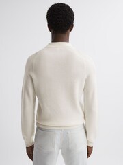 Reiss Ecru Holms Wool Long Sleeve Polo Shirt - Image 5 of 5
