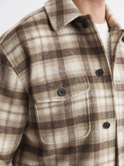 Reiss Oatmeal Mack Brushed Checked Overshirt - Image 3 of 5