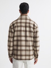 Reiss Oatmeal Mack Brushed Checked Overshirt - Image 5 of 5
