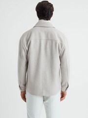 Reiss Oatmeal Liam Wool Blend Brushed Overshirt - Image 2 of 5