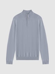 Reiss Porcelain Blue Blackhall Merino Wool Half-Zip Funnel Neck Jumper - Image 2 of 5