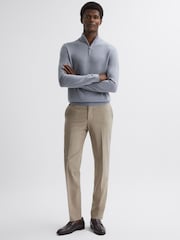 Reiss Porcelain Blue Blackhall Merino Wool Half-Zip Funnel Neck Jumper - Image 3 of 5