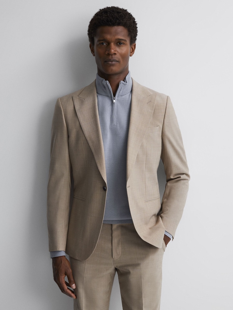 Reiss Porcelain Blue Blackhall Merino Wool Half-Zip Funnel Neck Jumper - Image 5 of 5