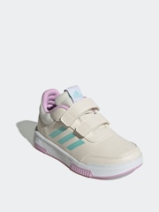 adidas Cream/Pink Kids Sportswear Tensaur Hook And Loop Trainers - Image 3 of 9