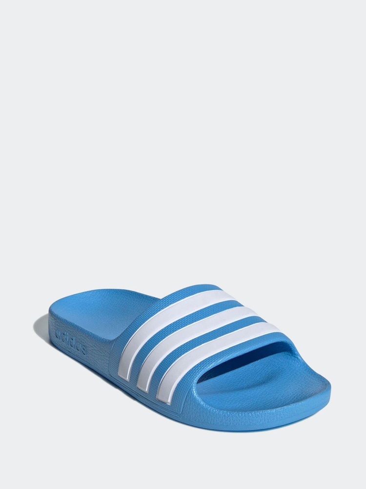 adidas Blue Adilette Youth Kids Sliders - Image 3 of 9
