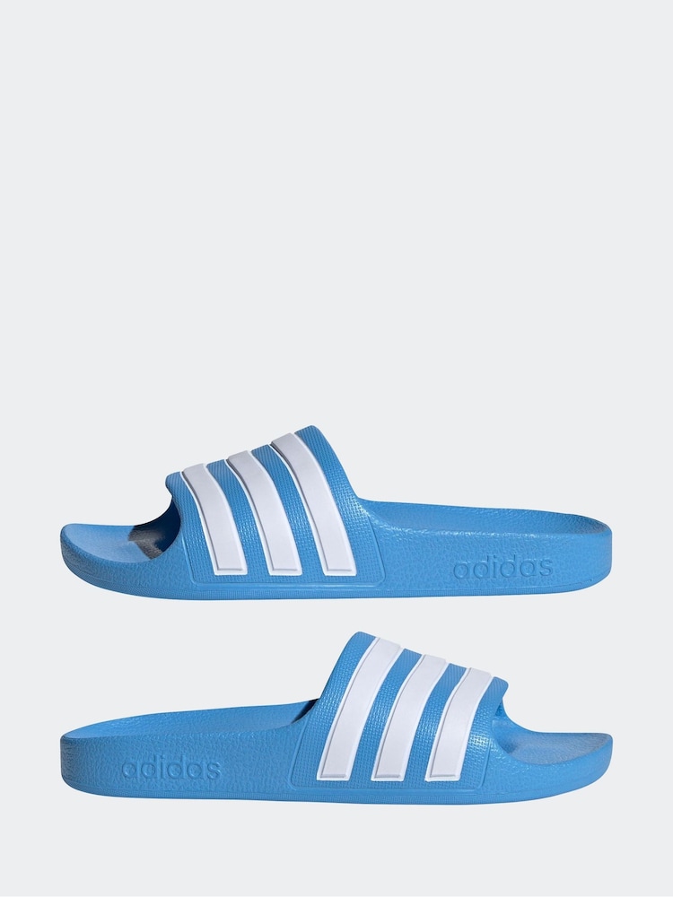adidas Blue Adilette Youth Kids Sliders - Image 5 of 9