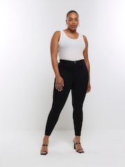 River Island Black Curve High Rise Skinny Jeans - Image 2 of 4