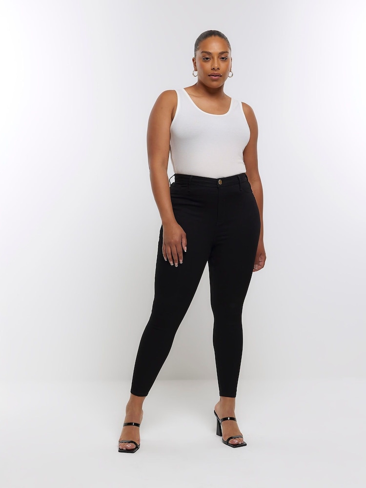 River Island Black Curve High Rise Skinny Jeans - Image 2 of 4