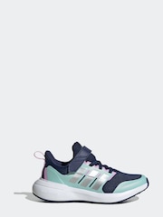 adidas Navy/Light Green Sportswear Fortarun 2.0 Cloudfoam Elastic Lace Top Strap Kids Trainers - Image 1 of 7